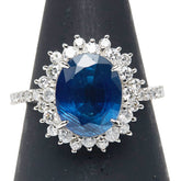 Pt900 プラチナ サファイア4.065ct ダイヤ0.67ct リング 指輪 レディース 12号 【中古】